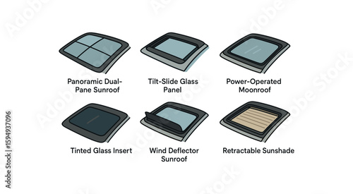 Car sunroof types and features: manual, panoramic, solar-reflective, frameless, rain-sensing, overhead