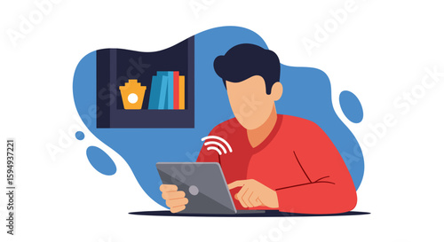 Person using tablet at home, perfect for websites and blogs about remote work, technology, or online learning.