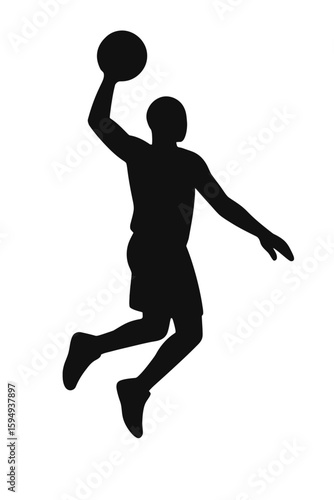Silhouette basketball player dunking for athletic sports action concept