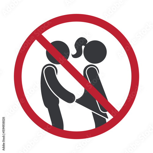 solated prohibition sign warning against inappropriate behavior, symbolizing respect, anti-harassment, safety, and protection from indecent actions in public or educational environments.
