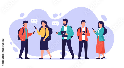 Young adults using smartphones and laptop, ideal for website banners, app interfaces, or social media posts.