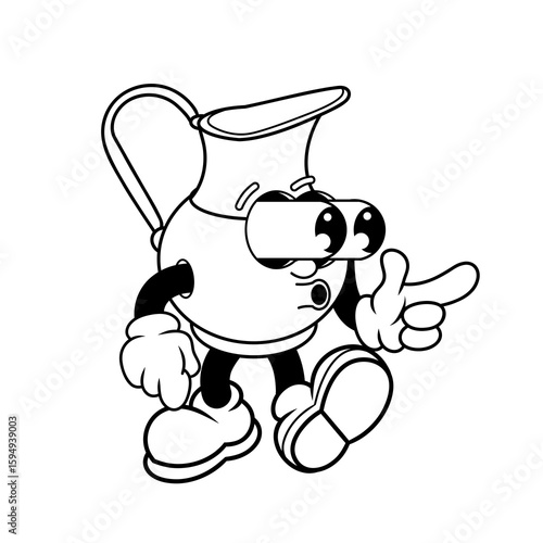 Retro character design of suprised pitcher outline