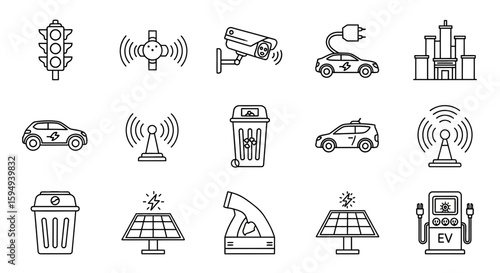 Vector food and transport icon set for design and business use