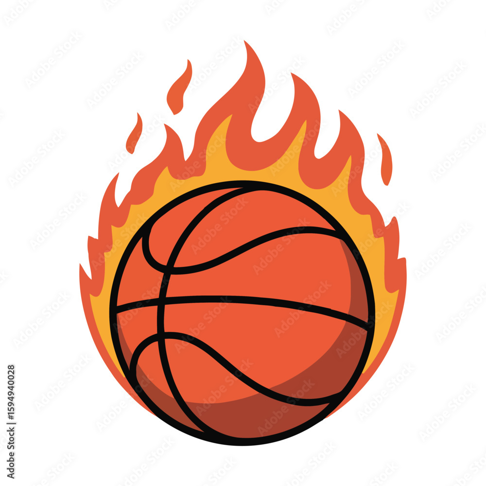 Fototapeta premium Flaming Basketball Illustration Hot Fire Sports Game Graphic