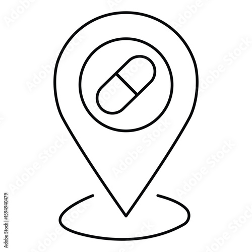 Drugstore Location Icon with Map Pin Vector