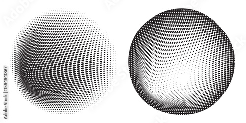 Set of hand drawn dots. Circle, spiral, ball elements scribble dots brush hand drawn sketch design. Halftone abstract circles, vector illustration style.