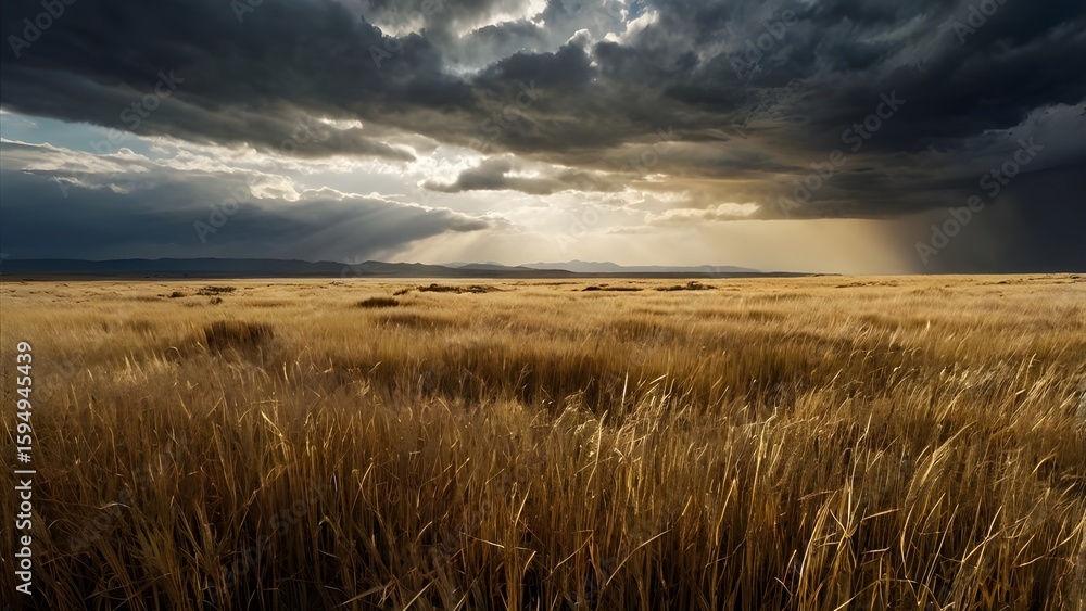 Obraz premium wheat field at sunset