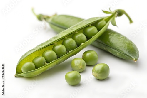Green Peas in Pods Isolated