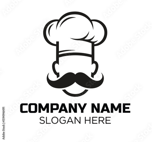 Chef Head With Hat Moustache Logo Vector 