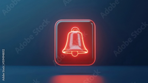 Glowing Notification Bell Icon on Dark Blue Background