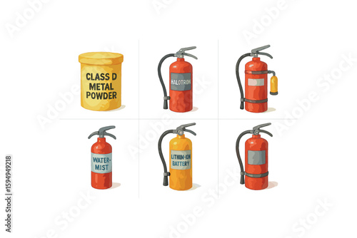 Fire extinguishers and class d metal powder for various fire types
