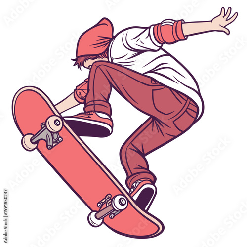 Skateboard doing a kickflip, isolated on a clean background for dynamic action sports.