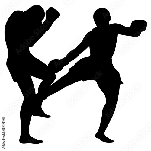 Fighting Silhouette Two Boxers in Action