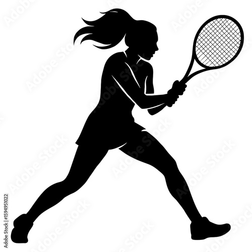 Female Tennis Player Silhouette in Action