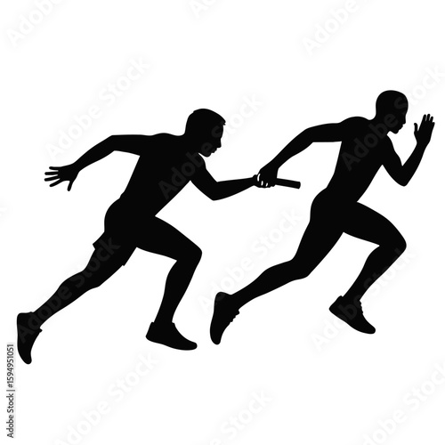 Relay Race Silhouette of Runners in Motion