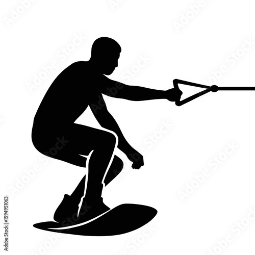 Silhouette of a Man Wakeboarding Action Pose