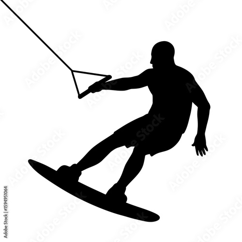 Silhouette of a Wakeboarder in Action