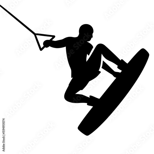 Silhouette of a Wakeboarder in Action