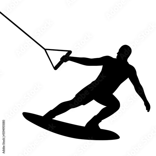 Silhouette of a Wakeboarder in Action