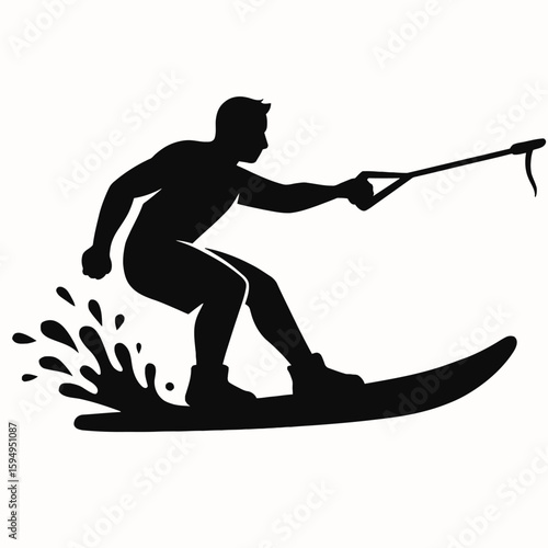 Silhouette of a Water Skier in Action
