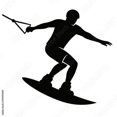 Silhouette of a Wakeboarder in Action