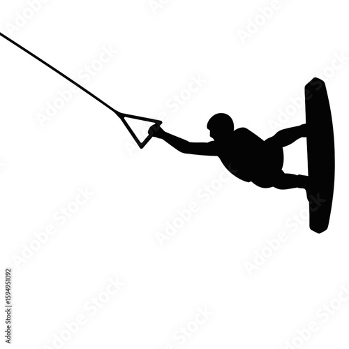 Silhouette of a Wakeboarder in Action