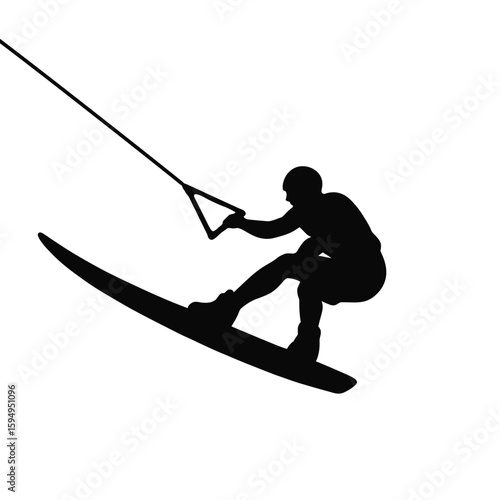 Silhouette of a Wakeboarder in Action