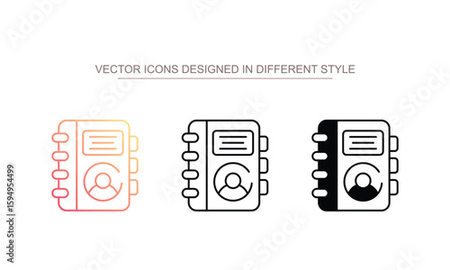 Contact Book icon design with white background stock illustration