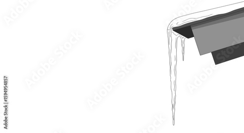 Icicle hanging from roof edge illustration on white background