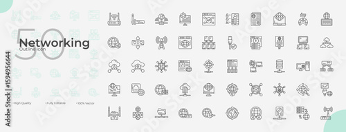 Networking Line Editable Icons set. Vector illustration in modern thin line style of Networking icons: network, global, connection, etc