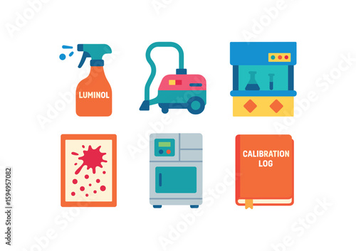 Crime scene investigation tools illustrated for forensic science