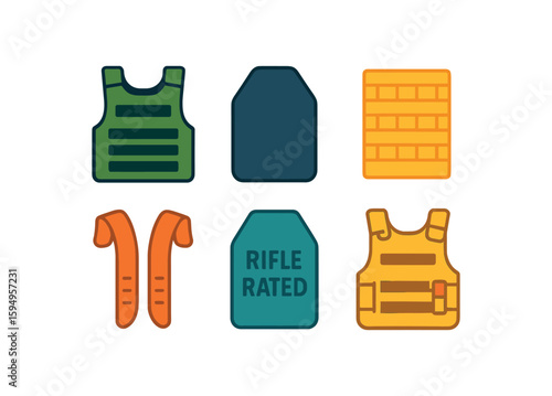 Illustrated ballistic vests and armor plates collection