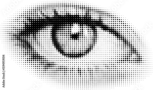 Large vector halftone eye with a transparent background