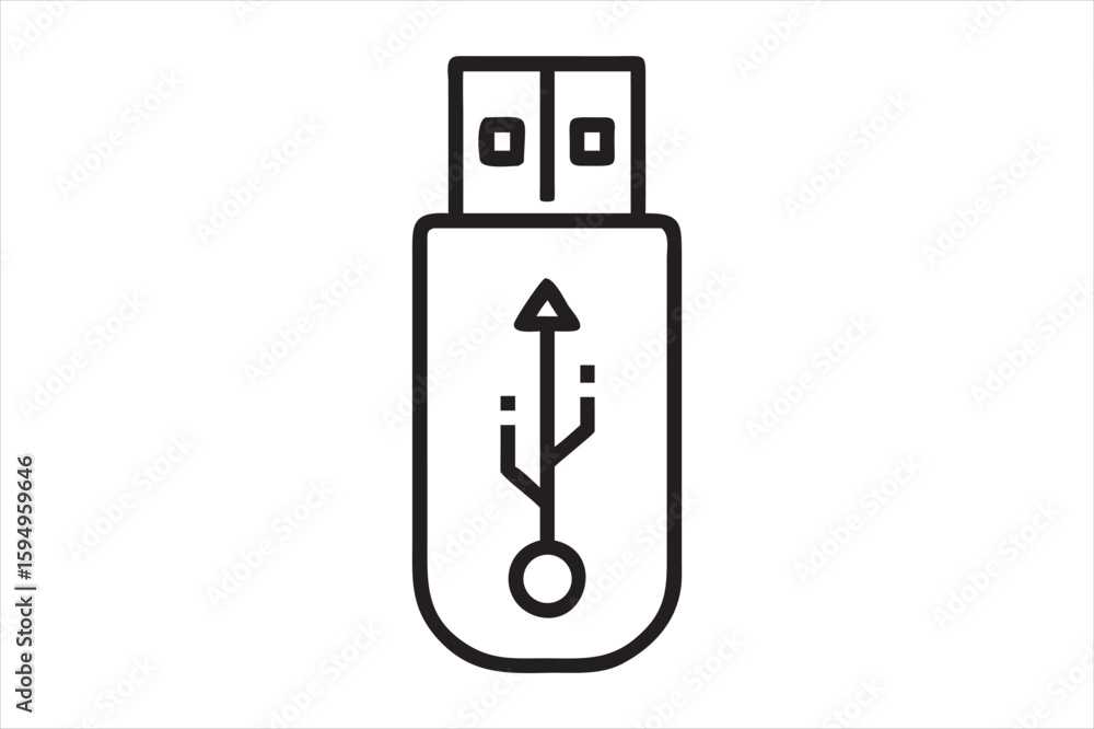 USB Flash Drive Icon on White Background – Line Art Vector
USB Flash Drive Icon on White Background – Line Art Vector