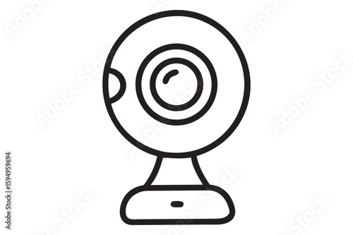 Webcam Outline Icon on White Background – Line Art Vector

