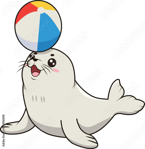  Cute Seal with Beach Ball 