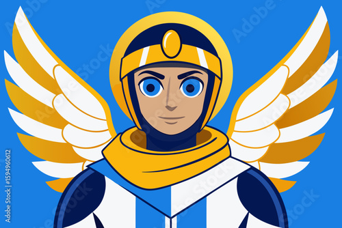 Cartoon Aviator with Wings and Goggles – Fantasy Pilot Character Vector Illustratio
