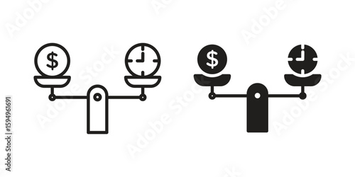 Time and money compare scale icon symbol shape. vector symbols.