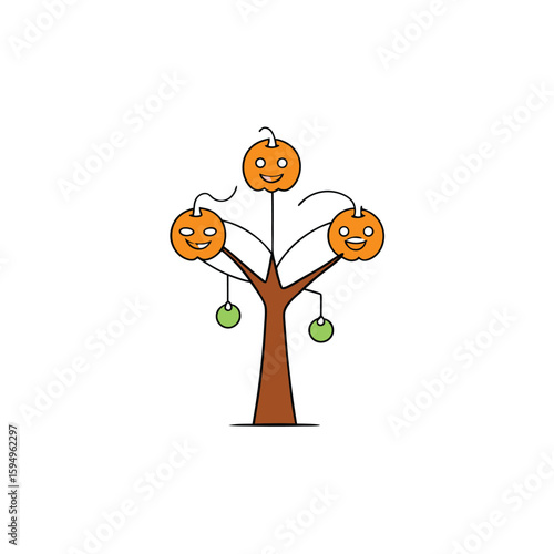 Halloween tree with candy hanging from limbs  clean vector