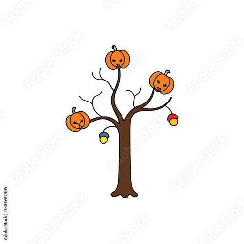 Halloween tree with candy hanging from limbs  clean vector