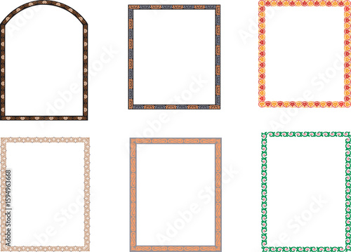 Collection of decorative frames with ornate borders in various styles and shapes