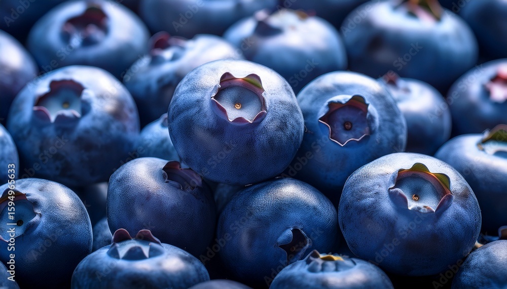 Obraz premium freshly picked blueberries arranged in a neat pile with soft shadows highlighting their natural texture