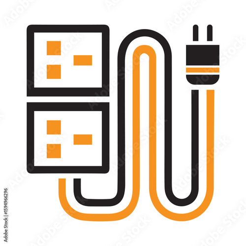 Multi plug, plug, extension cord icon