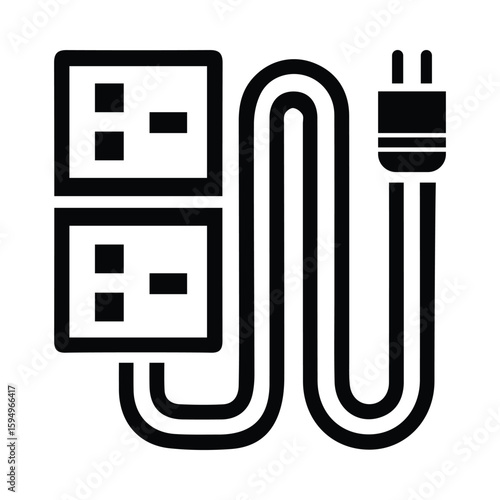 Multi plug, plug, extension cord icon