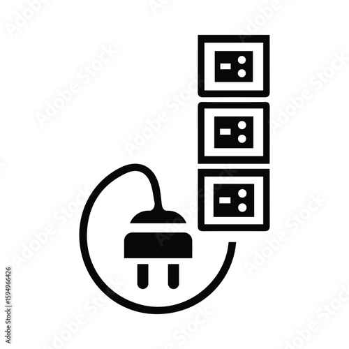 Multi plug, plug, extension cord icon