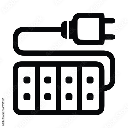 Multi plug, plug, extension cord icon