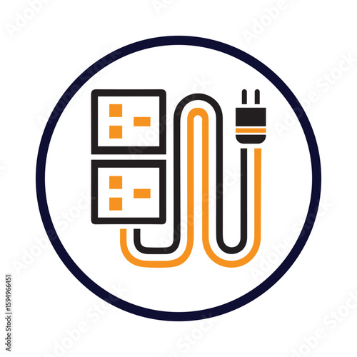 Multi plug, plug, extension cord icon