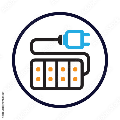 Multi plug, plug, extension cord icon