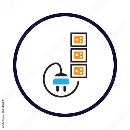 Multi plug, plug, extension cord icon
