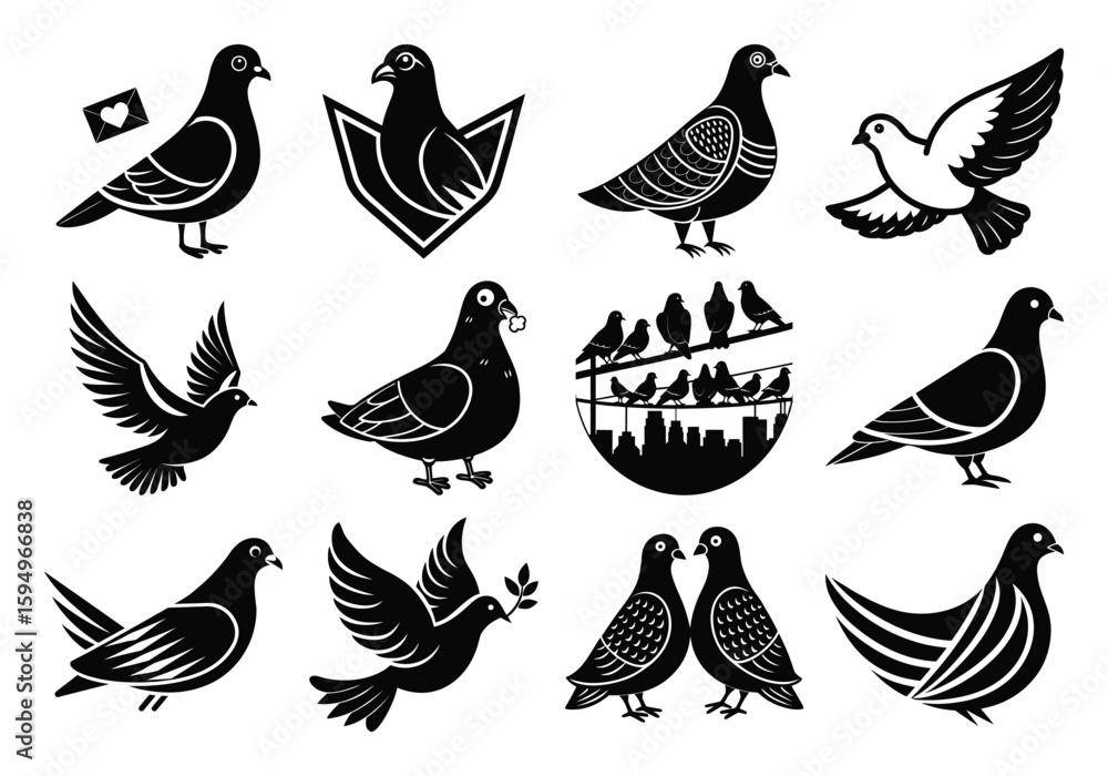 Fototapeta premium “Pigeon Vector Illustration Bundle | Cute, Minimalist & Modern Designs”
